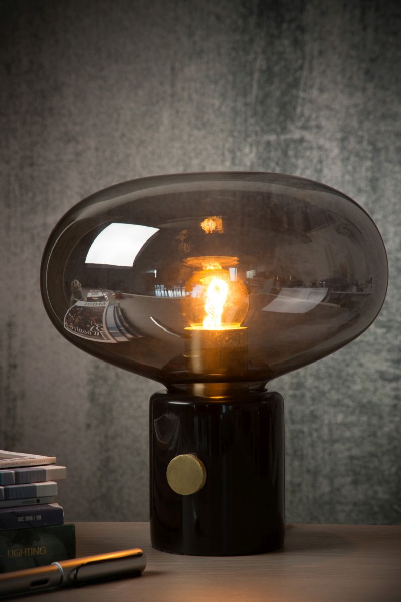Lucide CHARLIZE - Stolná lampa - Ø 23 cm - 1xE27 - Smoke Grey
